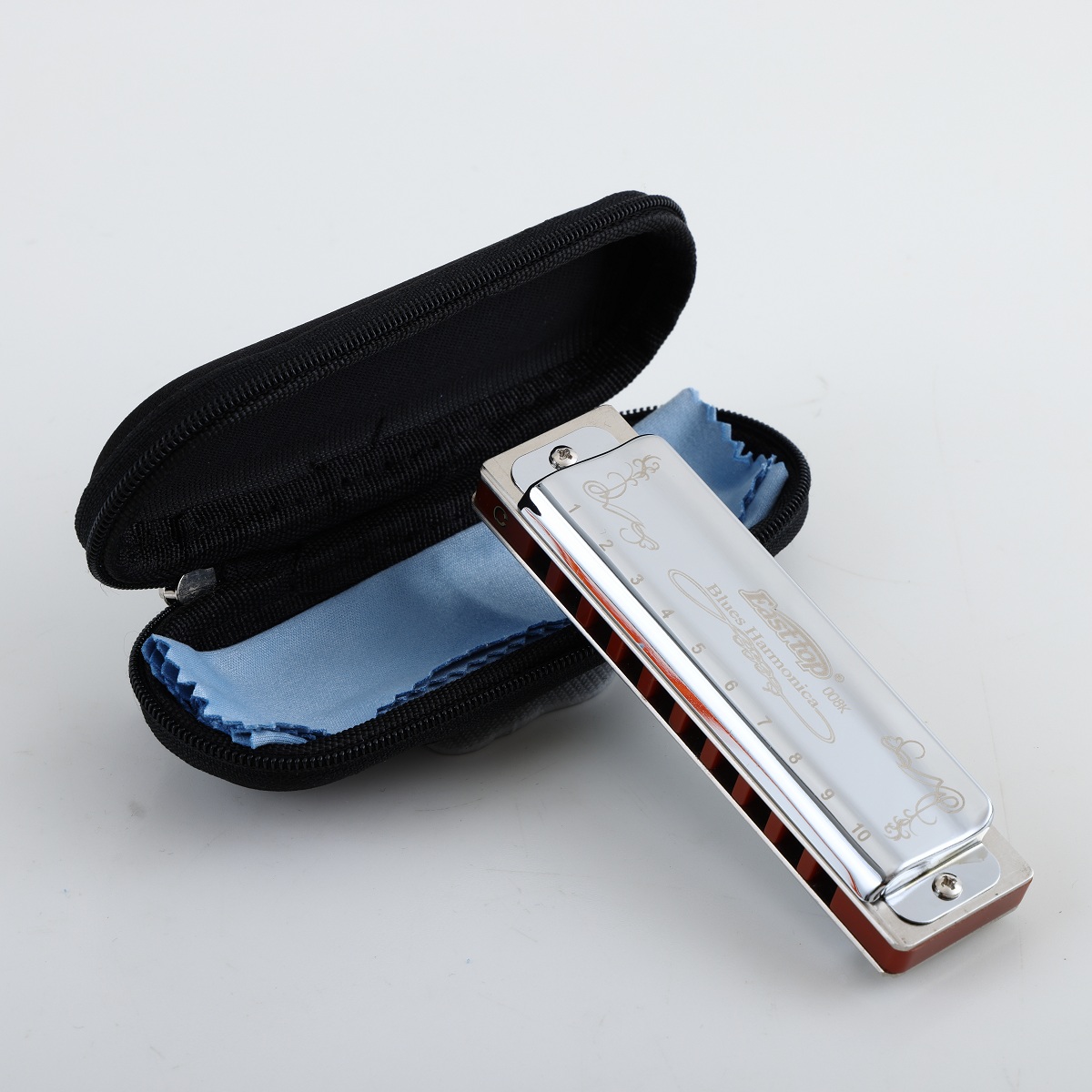 Harmonica 10 Hole - ฮาร์โมนิก้า EASTTOP T008K สีน้ำเงินใหม่ คีย์ A
