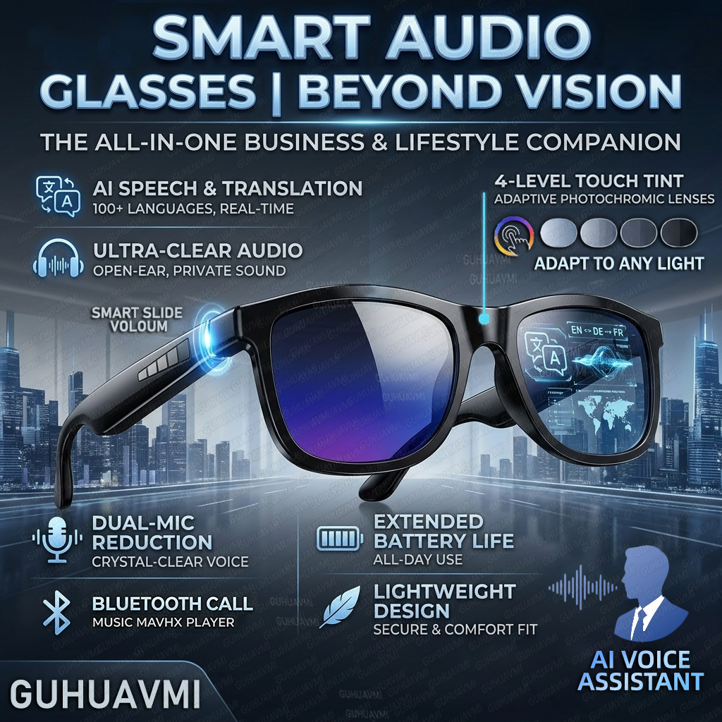 Mix Audio Music - แว่นตาอัจฉริยะเปลี่ยนสีสัมผัสได้ รุ่นใหม่ สำหรับผู้ชาย พร้อม AI แปลภาษา