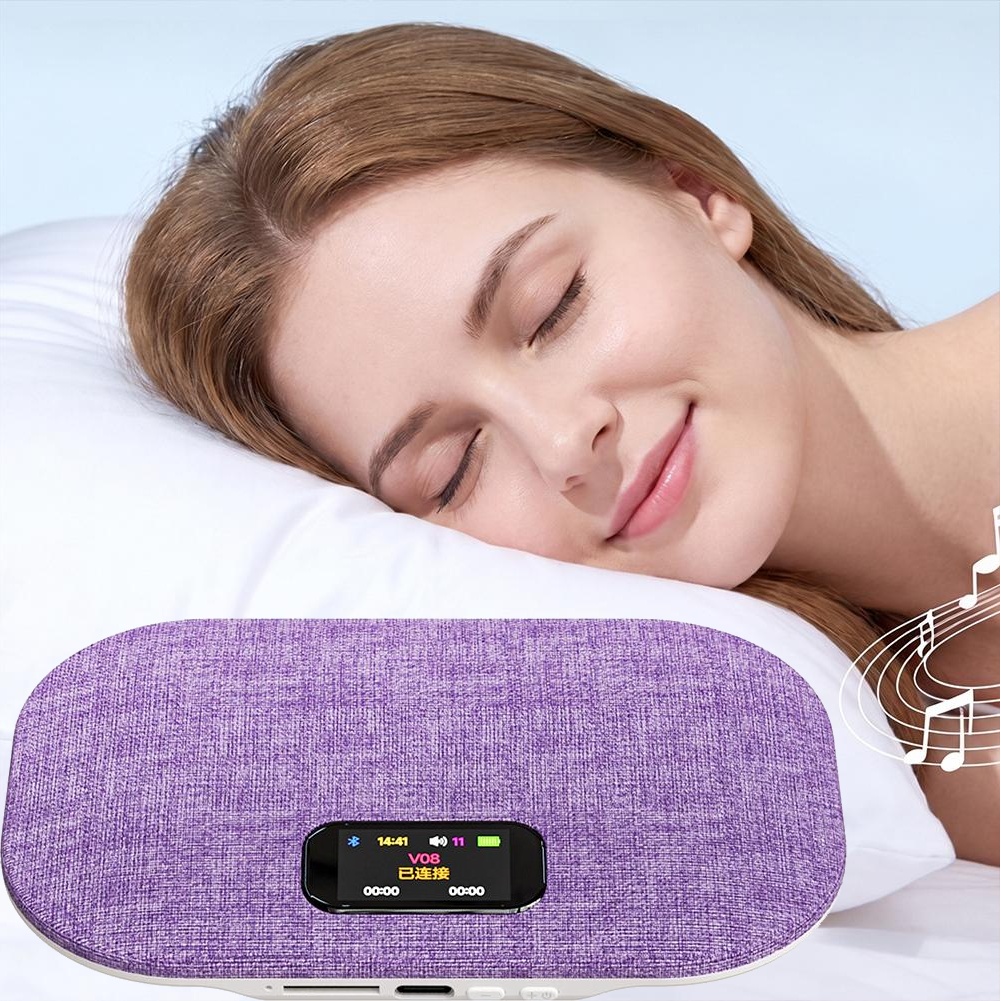 Audio Music Lyrics - ลำโพงหมอนสำหรับห้องนอนเพื่อการนอนหลับ อุปกรณ์บลูทูธมัลติฟังก์ชันสำหรับฟังเพลง พร้อมหน้าจอแสดงเวลาและการซิงโครไนซ์เนื้อเพลง