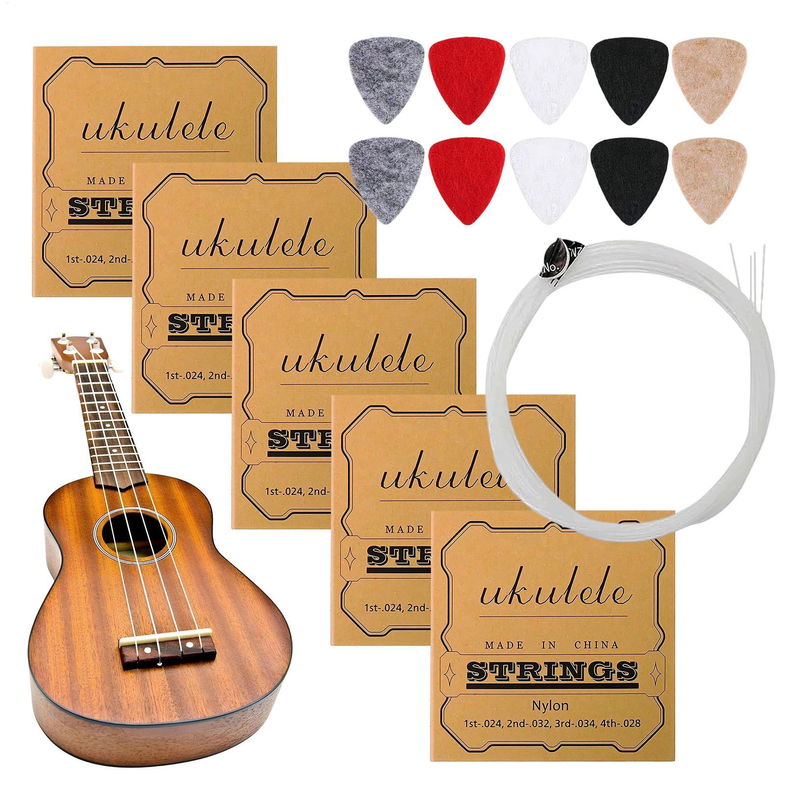 Ukulele Beginner Kit - ชุดสายอูคูเลเล่ 5 ชุด สายไนลอนคุณภาพพรีเมียมสำหรับโซปราโน คอนเสิร์ต เทเนอร์