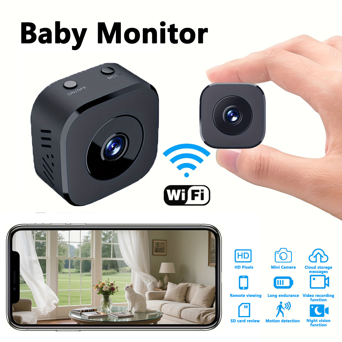 Audio Music Recording - 1080P HD Mini WiFi กล้องความปลอดภัยในร่มการเฝ้าระวังความปลอดภัย Baby