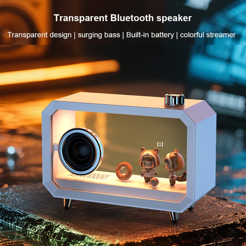 Audio Music Apple - DIY ลําโพงบลูทูธโปร่งใส RGB แสงสีสันสดใสคอมพิวเตอร์ซับวูฟเฟอร์เดสก์ท็อปเสียงพร้อมจอแสดงผลระดับเสียงสูง BT AUX