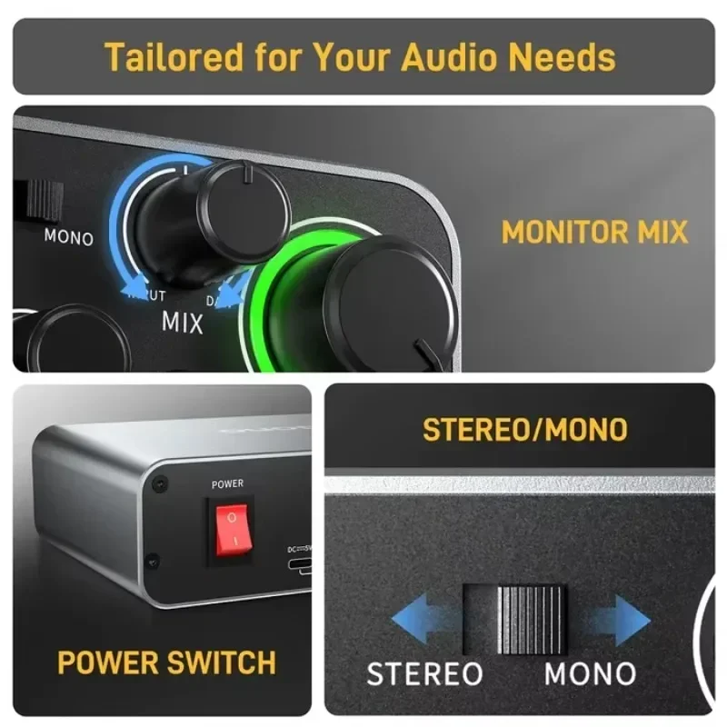 Audio Music Software - มีสินค้าในสต็อก MAONO PS22 อินเทอร์เฟซเสียงระดับมืออาชีพ มิกเซอร์ การ์ดเสียงภายนอก