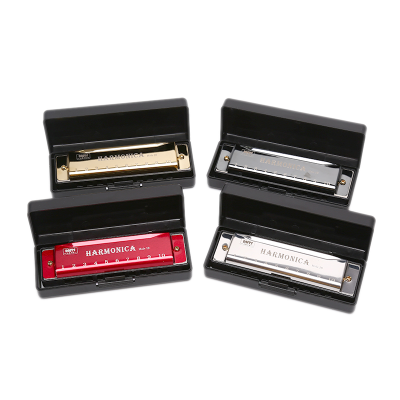 Harmonica 10 Hole - ฮาร์โมนิก้าฮาร์โมนิก้า10รูเครื่องดนตรีสำหรับผู้เริ่มต้นสอนเล่นหีบเพลงปากฮาร์โมนิก้าฮาร์ร์ปแกนทองแดง
