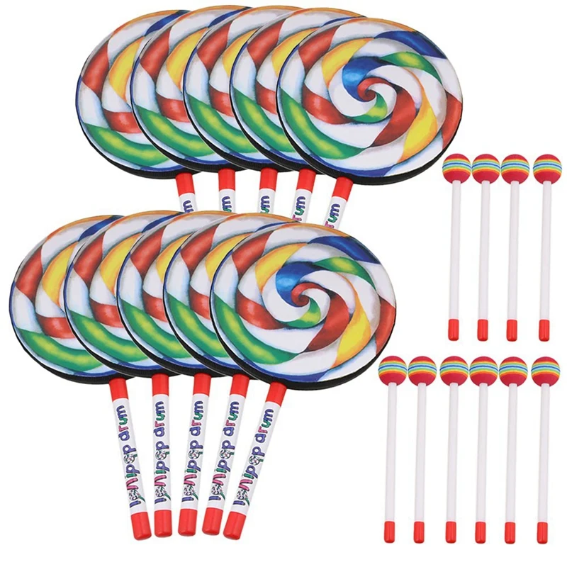 10ชิ้น7.9นิ้วกลองรูปร่างอมยิ้ม - Audio Music Lollipop บทวิจารณ์และราคา