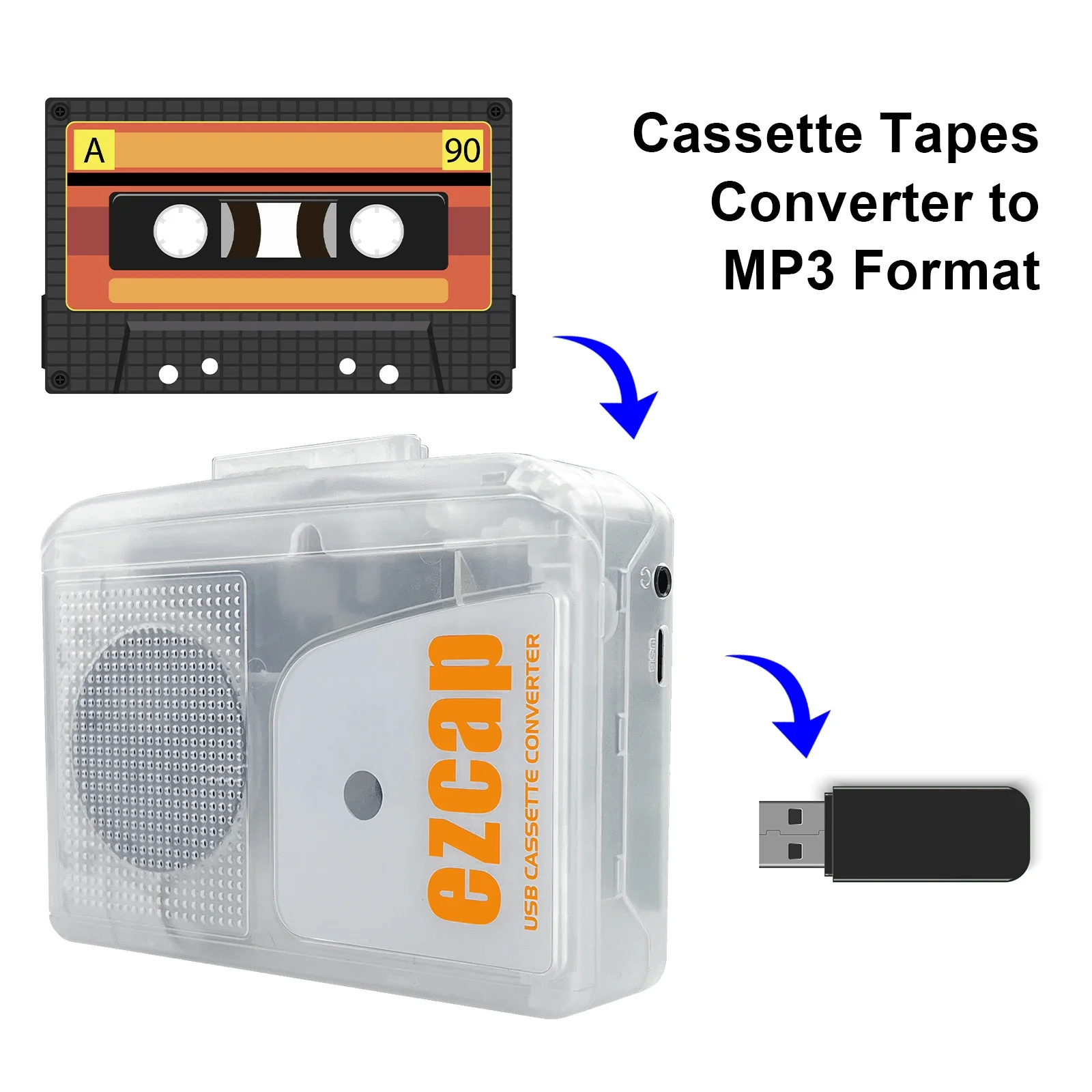 เครื่องเล่นเทปคาสเซ็ตแบบพกพา E - Audio Music Converter To Mp3 บทวิจารณ์และราคา